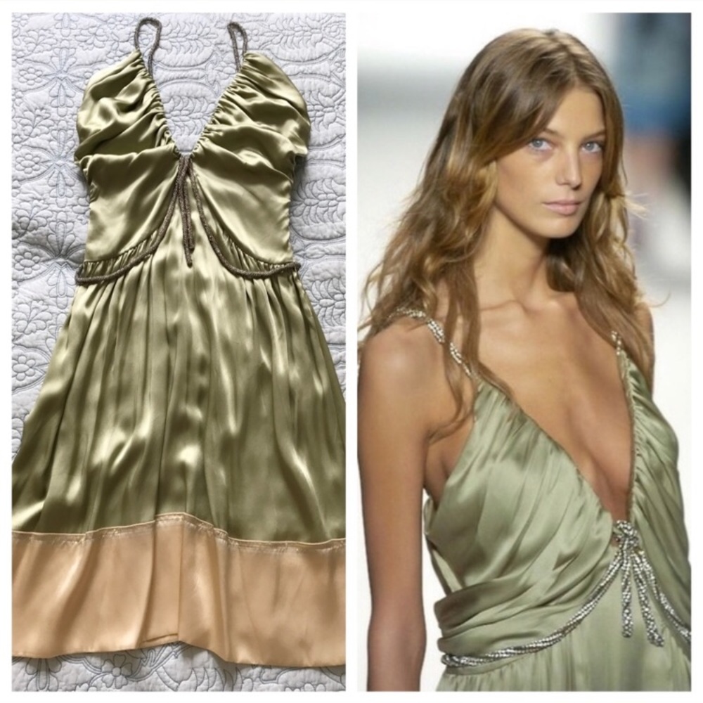 Chloe Runway Silk Dress Beaded Details 4